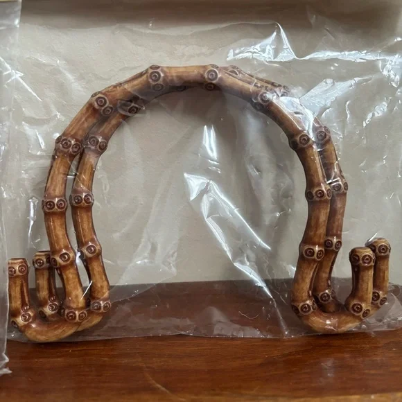 Set of 2 vintage faux bamboo bag handles - Picture 3 of 8